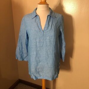 Tahari Ocean Blue Linen Shirt Size S NWT